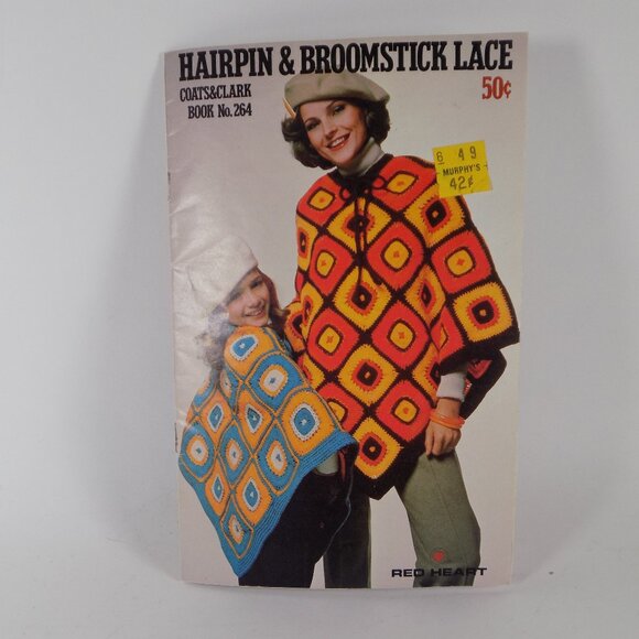 Vintage Crochet Red Heart Hairpin & Broomstick Lace Clarks & Coat Book No. 264 - Picture 1 of 2